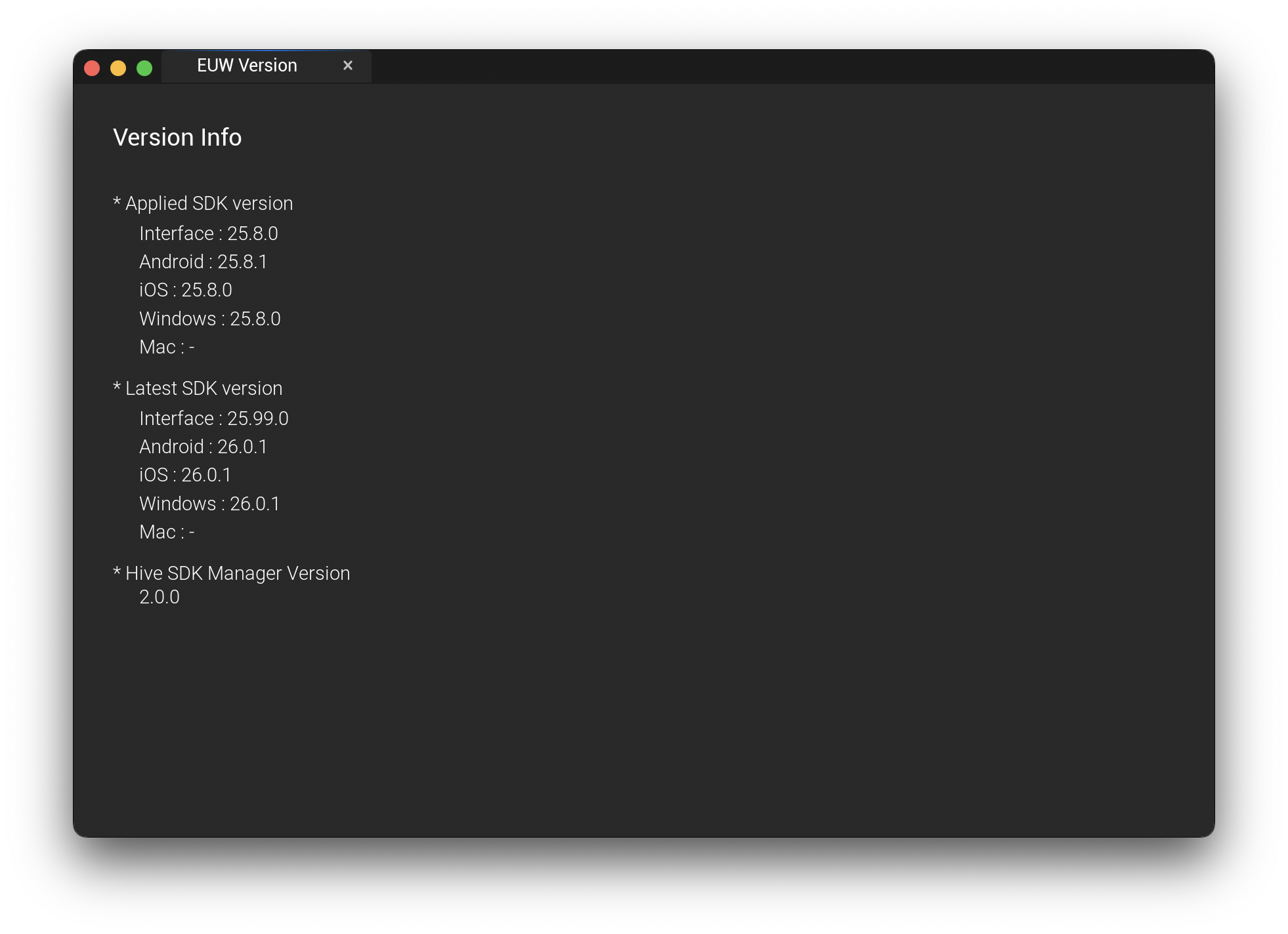 SDK Manager Version Info
